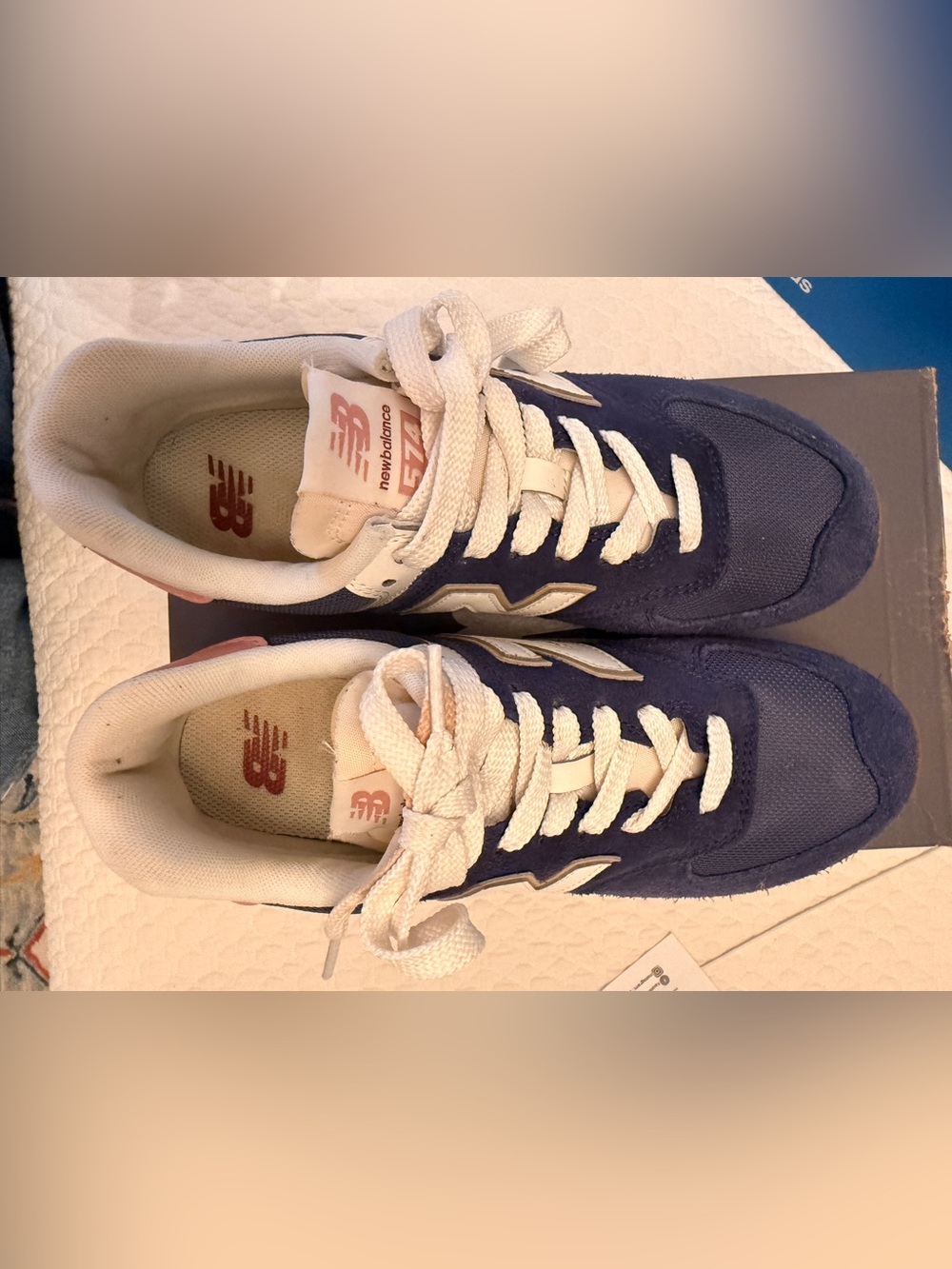 New Balance  Navy and White Retro Runner Sneakers- platform style